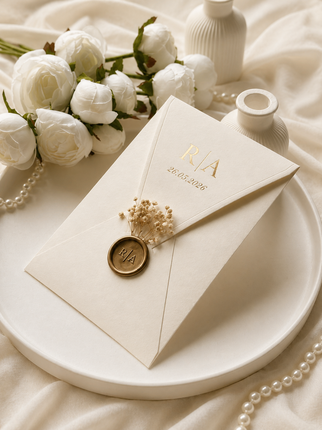 Rustic Floral Wax Seal Wedding Invitation Set