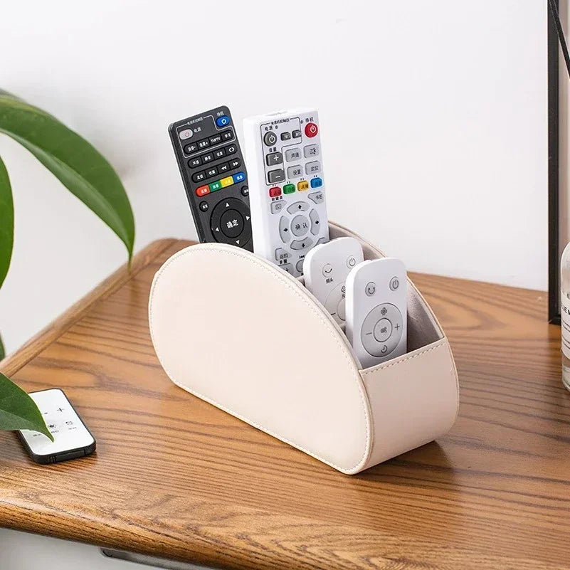 5 Grid Luxurious Pu Leather Organizer Remote Control Phone And TV Holder Desk Storage Box Cosmetics Brush Home Storage Holder