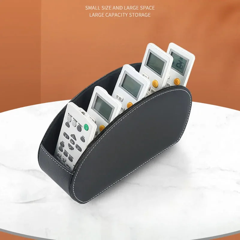 5 Grid Luxurious Pu Leather Organizer Remote Control Phone And TV Holder Desk Storage Box Cosmetics Brush Home Storage Holder