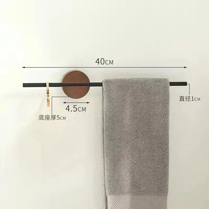 Wood Towel Rack shelves Hanger Bath Towel Holder Wall Hanging Towel Bar Space Aluminum Bathroom Shelf Kitchen Storage Rack