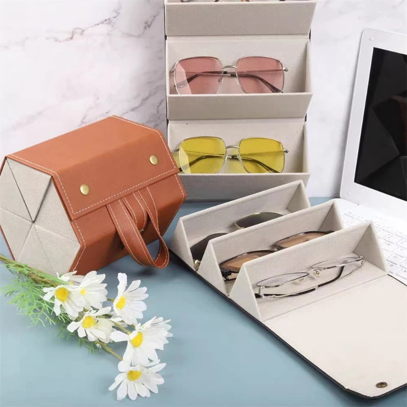 2/3/4/5/6 Grids Sunglasses Organizer Travel Organizers Accessories Storage Box for Glasses Portable FoldableWall Hanging Case