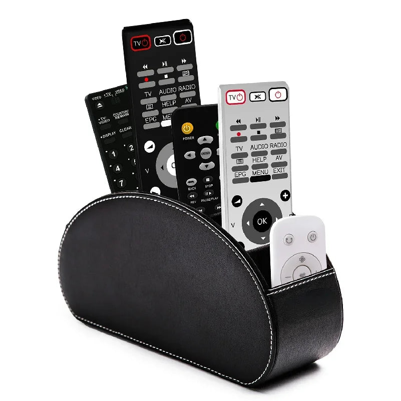 5 Grid Luxurious Pu Leather Organizer Remote Control Phone And TV Holder Desk Storage Box Cosmetics Brush Home Storage Holder