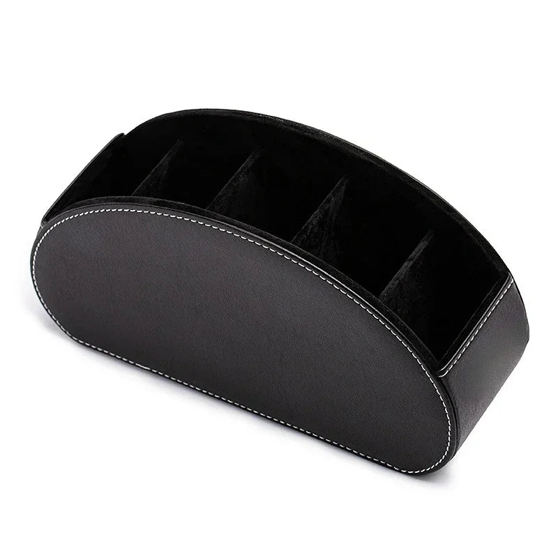 5 Grid Luxurious Pu Leather Organizer Remote Control Phone And TV Holder Desk Storage Box Cosmetics Brush Home Storage Holder
