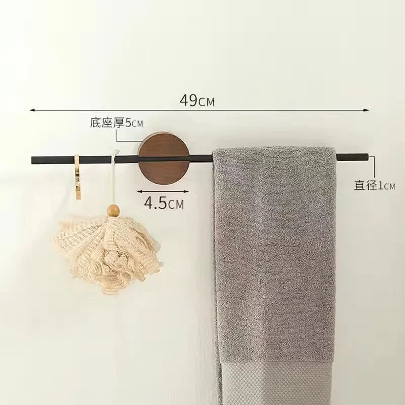 Wood Towel Rack shelves Hanger Bath Towel Holder Wall Hanging Towel Bar Space Aluminum Bathroom Shelf Kitchen Storage Rack