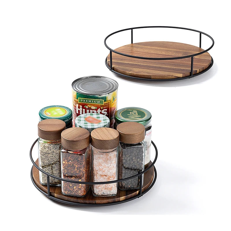 1Pc Kitchen Rotating Spice Rack under Cabinet Seasoning Organizer Countertop Spice Box Oil Salt Sauce Vinegar Storage Rack