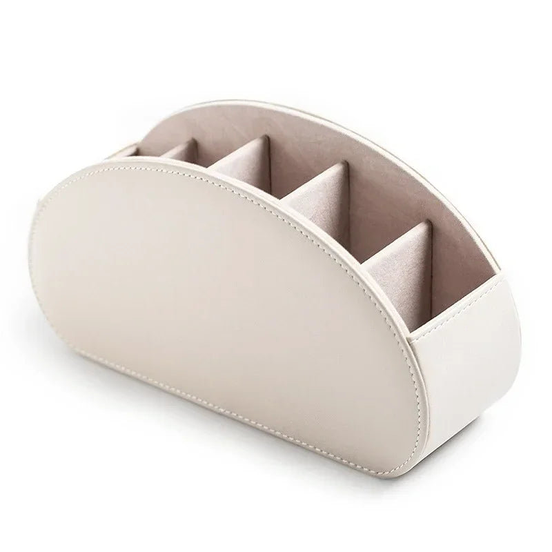 5 Grid Luxurious Pu Leather Organizer Remote Control Phone And TV Holder Desk Storage Box Cosmetics Brush Home Storage Holder