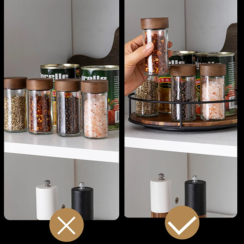 1Pc Kitchen Rotating Spice Rack under Cabinet Seasoning Organizer Countertop Spice Box Oil Salt Sauce Vinegar Storage Rack