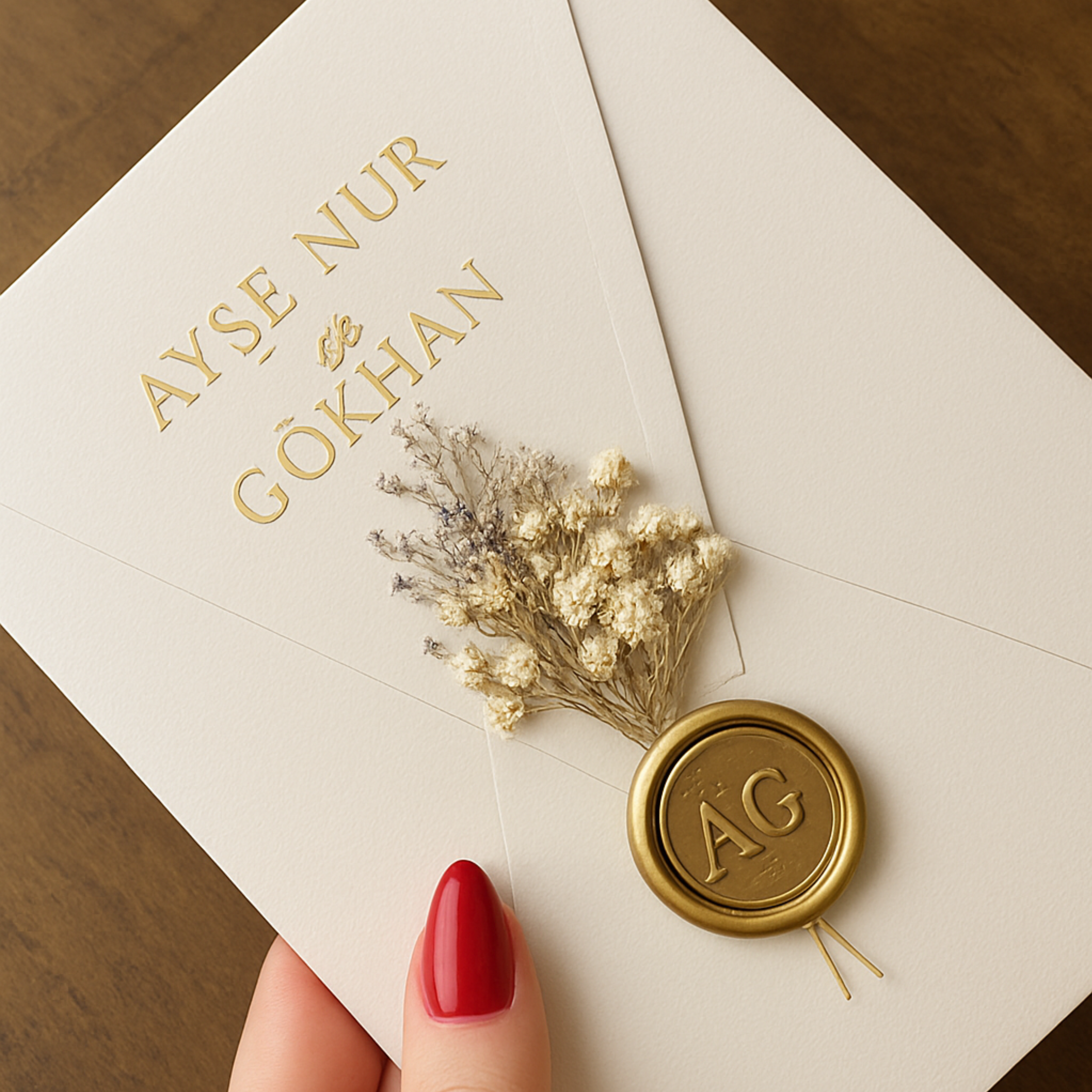 Rustic Floral Wax Seal Wedding Invitation Set