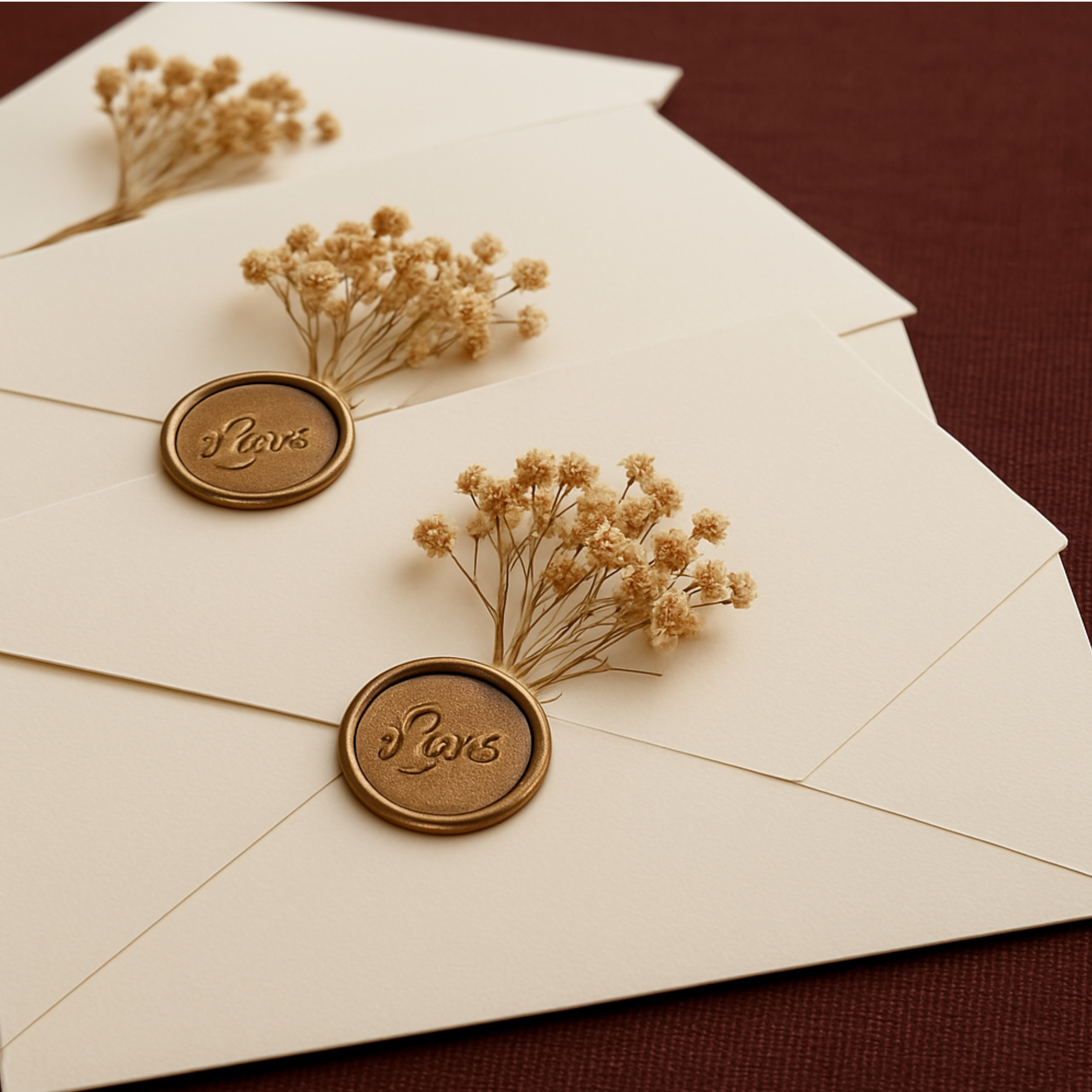 Rustic Floral Wax Seal Wedding Invitation Set