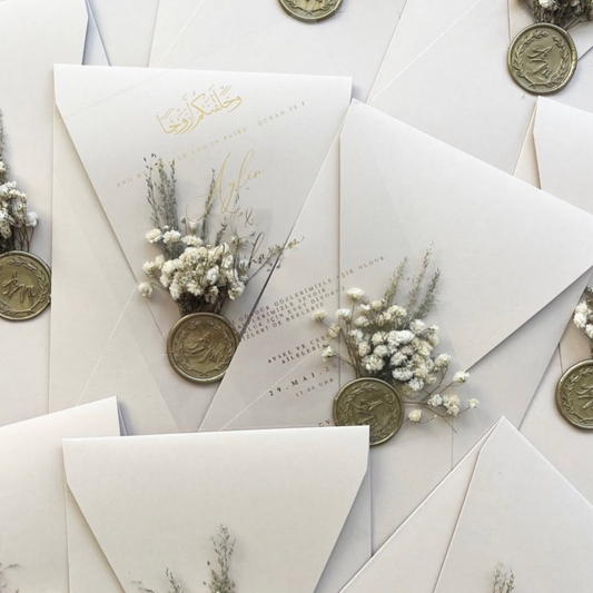 floral wax-seal vellum wedding invitation